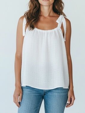 GAP White Tie-Shoulder Gauze Tank Top